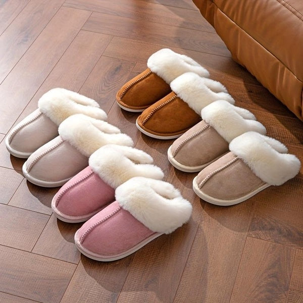 Men-Women Fluffy Furry Slippers Indoor Outdoor Warm Plush Anti-skid Home Slippers Flats Comfortable Slip-on Shoes Winter Slippers
