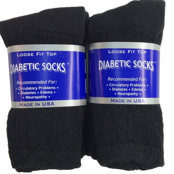 Creswell 3,6 & 12 Pairs Physician Approved Loose Fit Cotton Diabetic Crew Socks 13-15 Size Made In USA