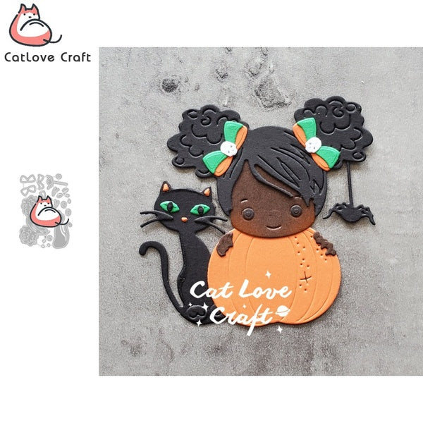 Catlove Halloween chat araignée fille bébé série matrices de découpe en métal Scrapbooking pochoir découpes fabrication de cartes bricolage artisanat