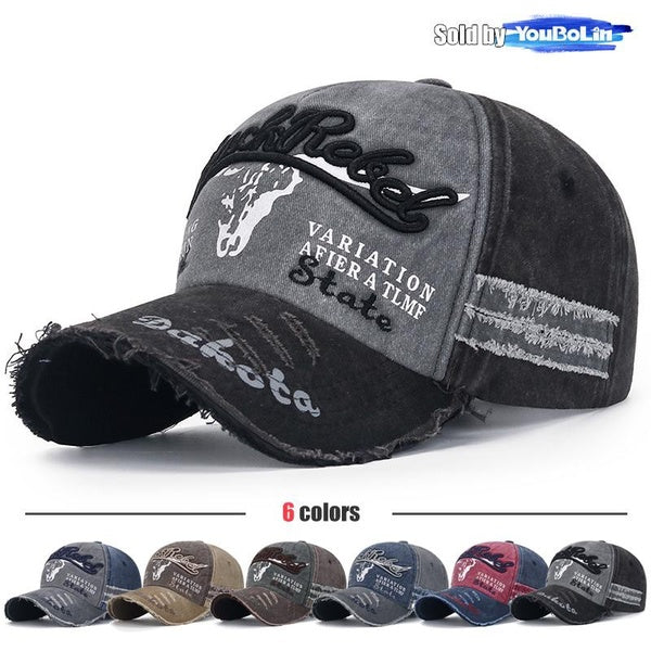 Casquette de baseball réglable en coton bicolore brodé en trois dimensions pour hommes et femmes en coton brodé lavé en détresse New Fashion Classic