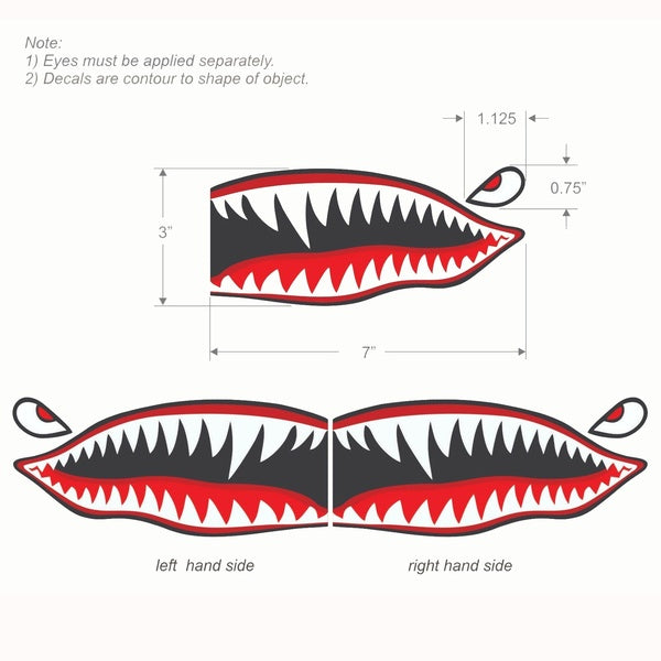 Flying Tiger Shark Teeth decal sticker WWII Military Airplane