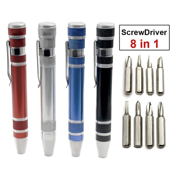 8 In 1 Mini Screwdriver Set Repair Tool Kit Aluminum Screw Driver Precision Pen Portable Hand Tool