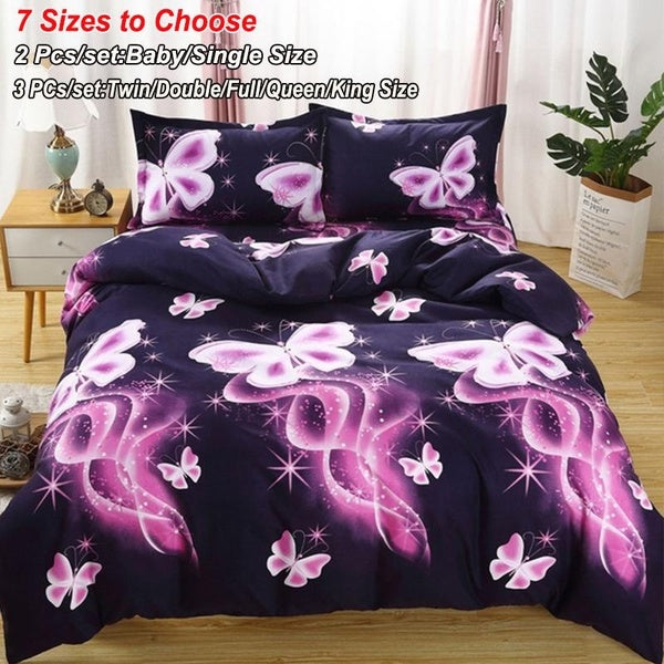 Summer Luxury Butterfly Printed Home Living Romantic 3d Butterfly Print Purple Bedding Set Comfortable Duvet Cover Set Pillow Case Bedding (Baby-Sing