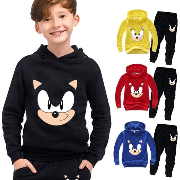 Kids Children Casual 2 Pcs Pullover Hoodie and Harem Pants Clothes Set Boys Girls Cartoon Printed Hooded Top Jogging Pants