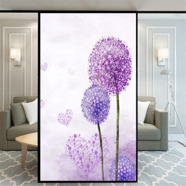 No Glue Decorative Privacy Frosted Window Film Dandelion Flower Glass Film Privacy Window Decals Window Sticker 60 Sizes