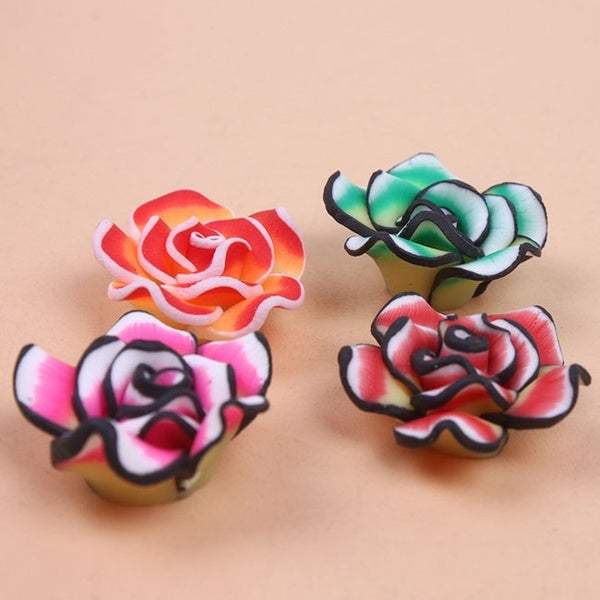 72pcs-lot New Elegant Colorful Rose Polymer Clay Spacer Charms Beads Flower Clay Loose Beads 20*20*10mm