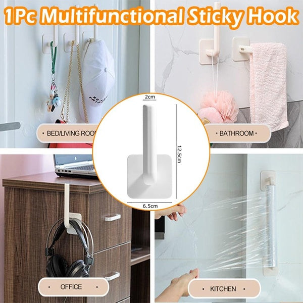 1Pc Multifunctional Hooks Sticky Hook Storage Hanging Self Adhesive Household Practical Wall Door Holder Strong Hanger Rack