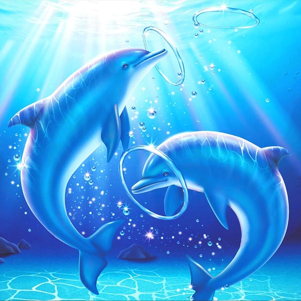 DIY 5D Diamond Painting Dolphin Full Drill with Number Kits Home and Kitchen Fashion Crystal Rhinestone Cross Stitch Embroidery Paintings Canvas Pict