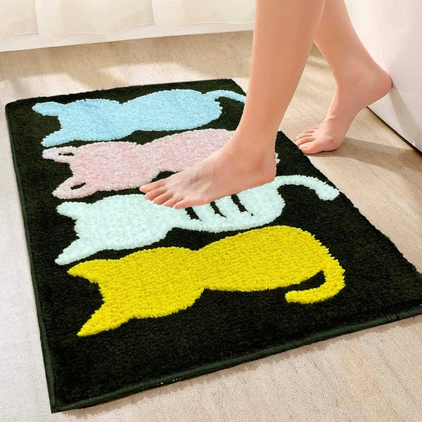 Roseate Cat Super Soft (40x60 cm) Microfiber 2000 GSM Bath Mat Super Absorbent Anti-Skid Door Mats