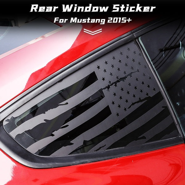 2X Black US Flag Style Sticker for Ford Mustang 2015+ Car Rear Window Sticker Car Styling Window Decal PVC Sticker