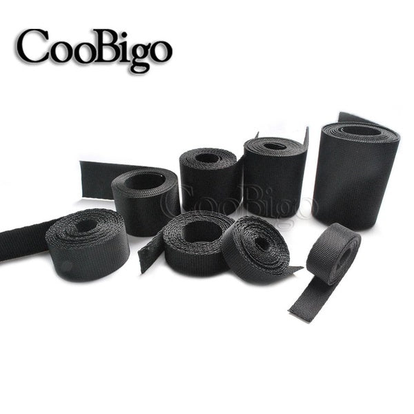 5 yards Multi Size Black Nylon Polypropylene Ribbon Dense Grain Webbing Strap Band Tape For Backpack Bags Dog Collar Harness
