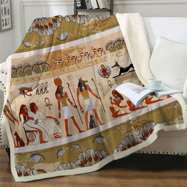 New Wool Blanket 3D Printing Ancient Egyptian Civilization Throw Blanket African Soft Blanket Bed Character Linen Blanket
