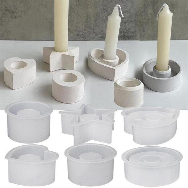 DIY Star-Round-Heart Holders Silicone Molds for Craft Making