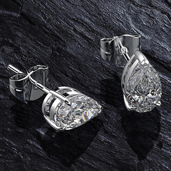 Teardrop Cubic Zirconia Stud Earrings for Women Bridal Engagement Wedding Earrings Ear Accessories Matron Inn