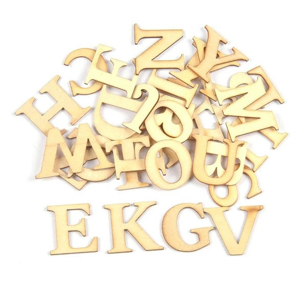 26pcs-set English Alphabet Natural Wood DIY Crafts Scrapbooking Embellishments Wood Gifts Home Decoration 30x33mm M1650