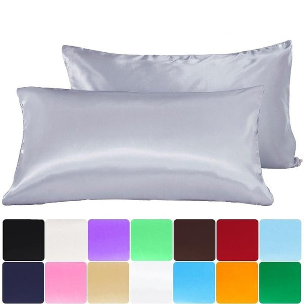 1-2 Piece Silk Satin Pillowcase for Hair and Skin. Pure Color Silk Soft Fresh Satin Pillowcase with Envelope Cover (no filling)