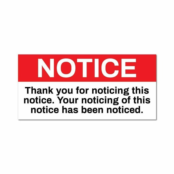 Funny Notice Sticker Decal Warning Funny Joke Tools Car Notice
