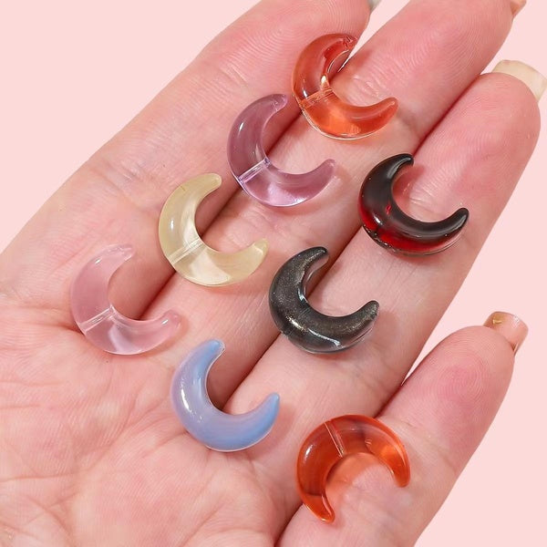 80pcs Trendy Moon Shape Lampwork Glass Bead Clear Czech Crystal Beads for Jewelry Making Supplies DIY Charms Bracelets Accessory