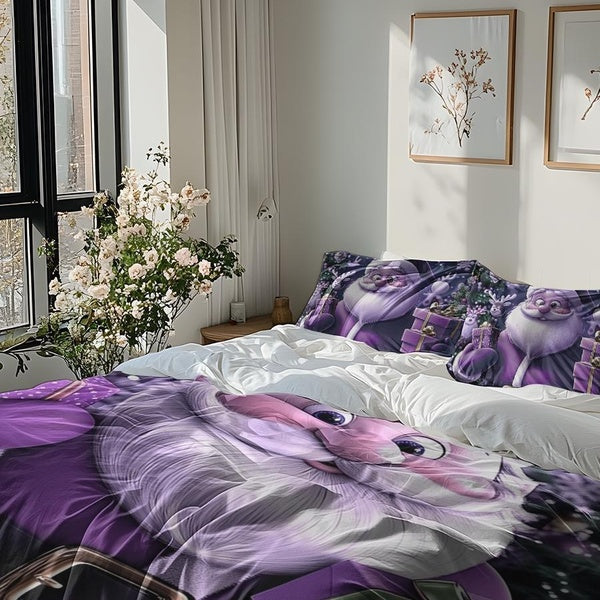 Christmas Deer Comforter Set High Grade Fabric Printed Snowflake Pattern Bedding Sets Ultra Soft Microfiber Filled Red Christmas Tree Bed Set King-Qu