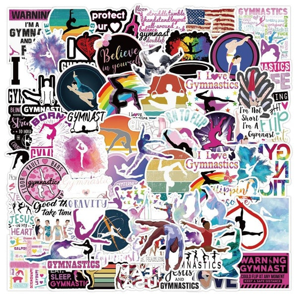 2 style10- 50pcs Colorful Beauty Gymnastics stickers gymnastics art graffiti Stickers for DIY Luggage Laptop Skateboard Motorcycle Bicycle Sticker