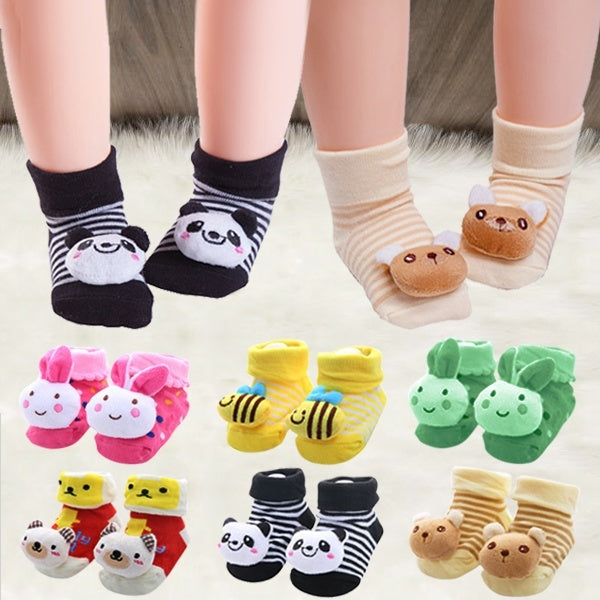 1 Pair Cotton Baby Socks Rubber Anti Slip Boy Girl Floor Kids Toddlers Animal Infant Newborn Cute Gift