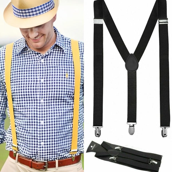 Solid Color Unisex Suspenders Clip-on Buckle Men Straps Adjustable Elastic Y-Back Braces For Wedding Suit Skirt Accessories Gift Matron Inn