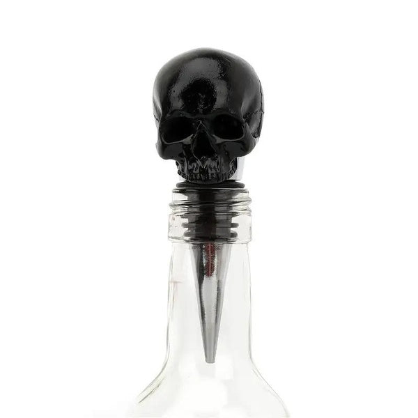 1pc Three-dimensional Black Skull Head Wine Stopper, Ghost HeadGlass Wine Bottle Stopper, Creative Home Meal Kitchen Bar Too