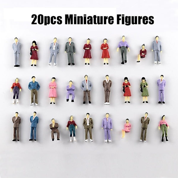 20pcs 1:50 Scale Model People Painted Miniature Stand-Sitting Figures ABS Diorama For Building Train Layout Scence Accessories Matron Inn