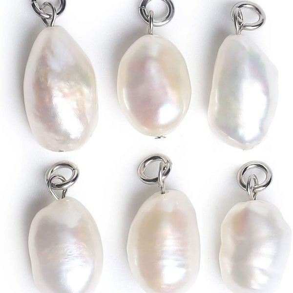 Wholesale 6 PCS Freshwater Pearls Pendant Baroque Cultured Pearl Charms Bulk for Jewelry Making