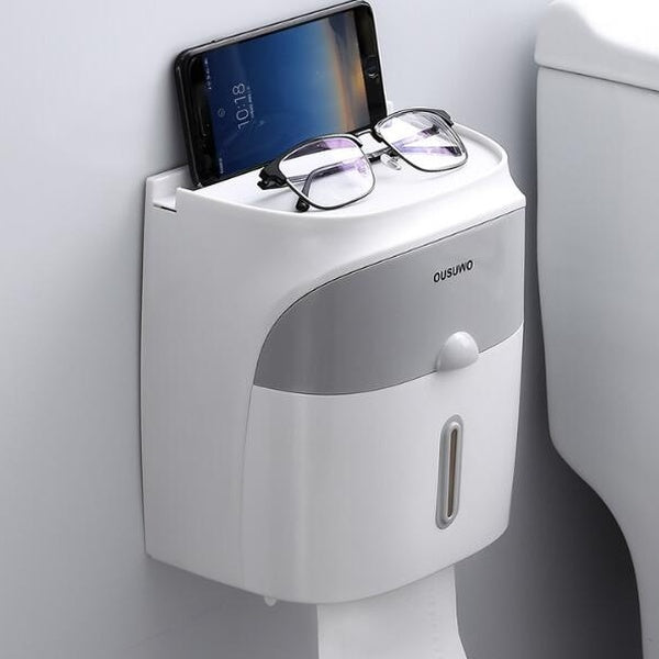 1PC Waterproof Wall Mount Toilet Paper Holder Shelf Toilet Paper Tray Roll Paper Tube Storage Box Tray Tissue Box OK 1127