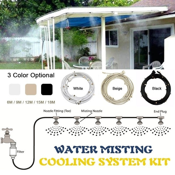Outdoor Patio Misting Cooling System Fan Misting Nozzles Adapter Brass Sprayers Garden Watering System Kit