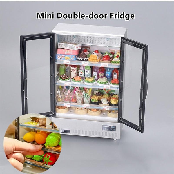 Plastic Dollhouse Freezer Mini Refrigerator 6 Scale Dollhouse Furniture Miniatures Scene Kitchen Fridge Kids Toy