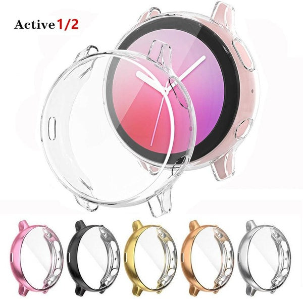 LEIXIUER All-Around TPU Case with Film for Samsung Galaxy Watch Active - Active 2 40mm 44mm Soft Bumper Cover Screen Protector accessories