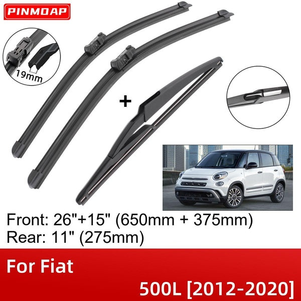 Car Wiper Blades For Fiat 500L 2012-2020 26" 15" 11" Front Rear Wiper Blades Brushes Cutter Accessories 2012 2013 2014 2015 2016 2017 2018 2019 2020