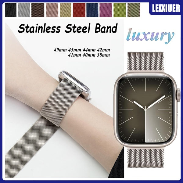 LEIXIUER Metal Strap for Smart Watch Ultra 2-Ultra 49mm 9 8 7 41mm 45mm SE 6 44mm 40mm for Smartwatch Series 5 4 3 2 1 38mm 42mm 41 mm 45 mm Adjustab