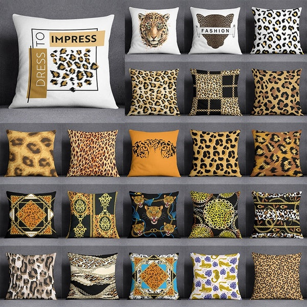 Leopard Texture Fashion Seamless Animal Series Pillow Gift Home Office Decoration Pillow Bedroom Sofa Car Cushion Cover Pillowcase (45 cm * 45 cm)