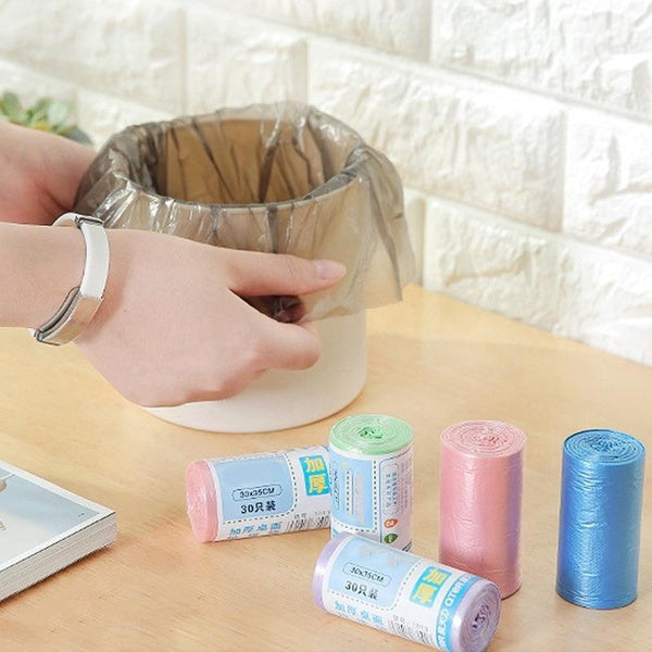 30Pcs- Roll Mini Desktop Trash Can Bags Bathroom Bedroom Office Car Rubbish Bags Trash Bags Storage Garbage Bag for Kitchen items Household Supplies
