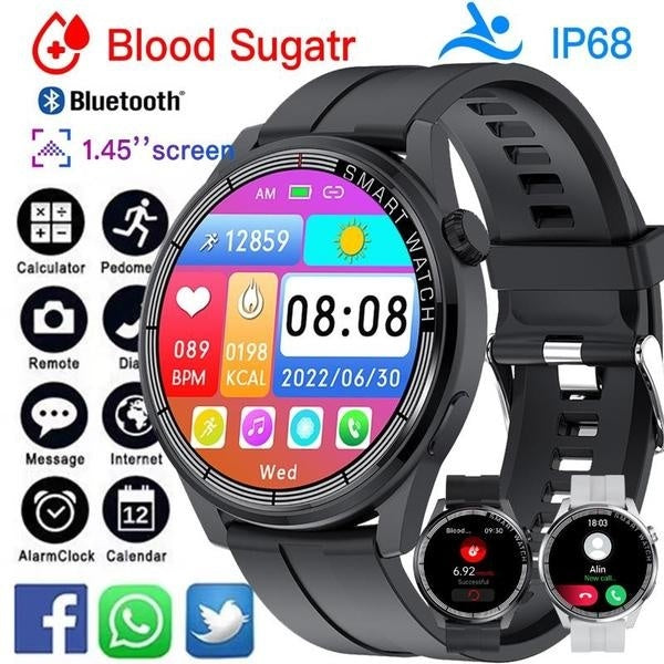 Smartwatch with Blood Glucose Measurement, Blood Glucose Fitness Tracker with Body Temperature Glucose Heart Rate Blood Pressure Smartwatches Availab