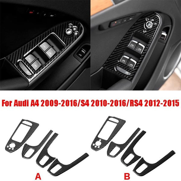 Window Lift Switch Control Decals for Audi A4 2009-2016 - S4 2010-2016 - RS4 2012-2015 Accessories Carbon Fiber Stickers Style A-B