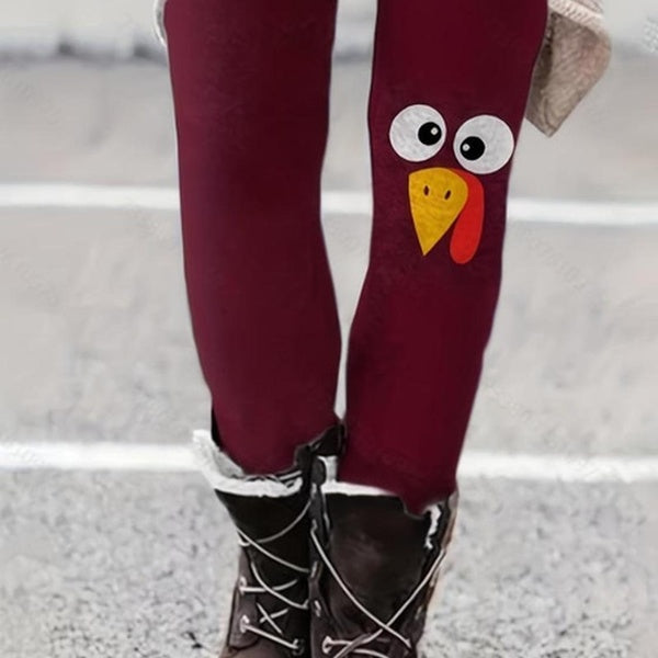 New Oversized Leggings with Printed Elastic Leggings, Casual and Fashionable Vacation Style Pants