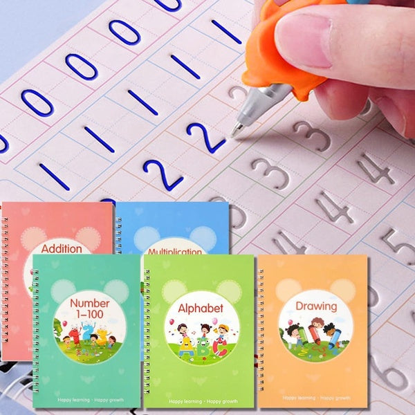 Reusable Grooved Handwriting Workbooks,Magic Copybook,Magic Writing Practice Copy Books, to Help Children Improve Their Handwriting Ink Practice Age