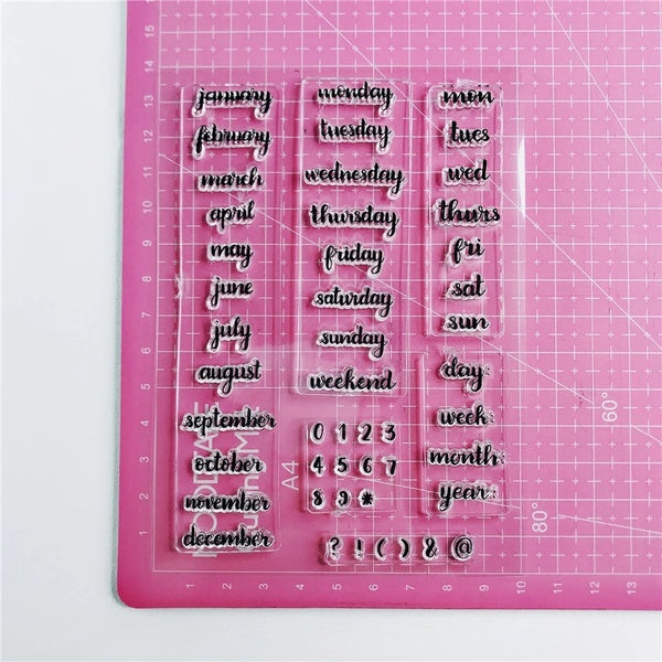 Timbres transparents transparents sceau pour bricolage Scrapbooking-balle Journal tampon en caoutchouc Album Photo carte faisant mois semaine Date