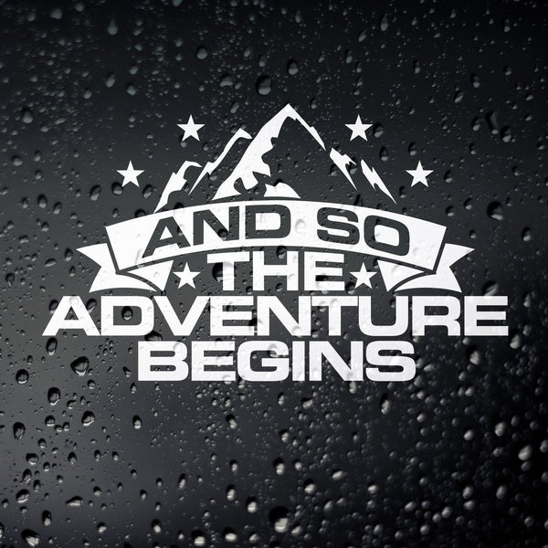 Set of 2 The Adventure Begins Campervan Vinyl Sticker Decal