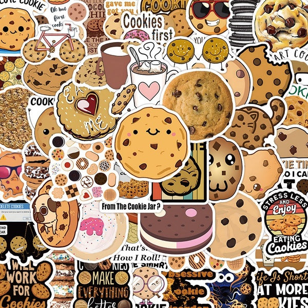 10-51Pcs Lovely Cartoon Biscuit Sticker Cookies Delicious Food Graffiti Kids Toy Skateboard Car Motorcycle Bicycle Sticker Decals