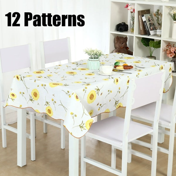 Waterproof Oil-Proof Quick Dry TableCloth, Floral Printed Rectangle Vinyl Dining Table Cover for Kitchen Restaurant Decorative Desk