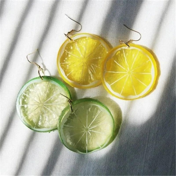 Boucles d'oreilles pendantes en forme de fruits pour femmes, mignonnes, citron, Orange, Lime, tranche de fruits, cadeaux personnalisés, bijoux doux