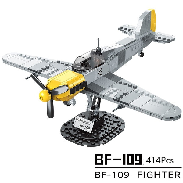 WW2 Military Model BF-109 Fighter Collection Ornament DIY Scene Accessories Building Blocks Bricks Toys Gifts