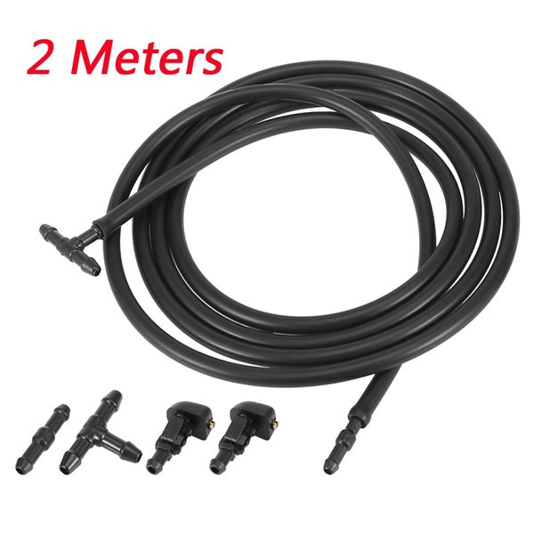 Front Windshield Washer Nozzles Kit 2 Meters Windshield Washer Hose with 4pcs Connectors Replaces for Ford F150 2004-2013
