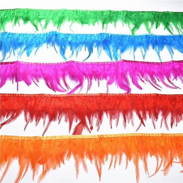 Nouveau teinture naturelle faisan ruban de plumes garnitures 1 yard 8-10 CM bricolage plumes de poulet pour artisanat décoration de mariage panaches