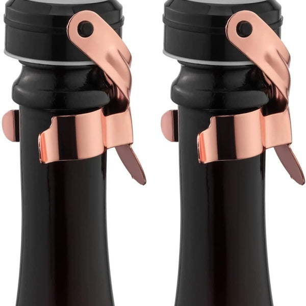 Champagne & Wine Bottle Stoppers Stainless Steel with Food Grade Silicone, Leak Proof Keep Fresh Reusable Saver, Cork Suitable for Wine, Champagne, Cav